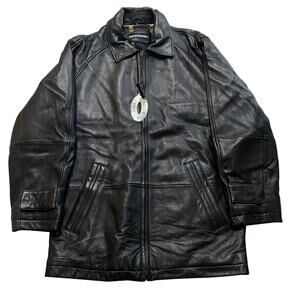 NWT Vintage Steve Madden Mens Black Quilted Soft Leather Coat Jacket Size Medium